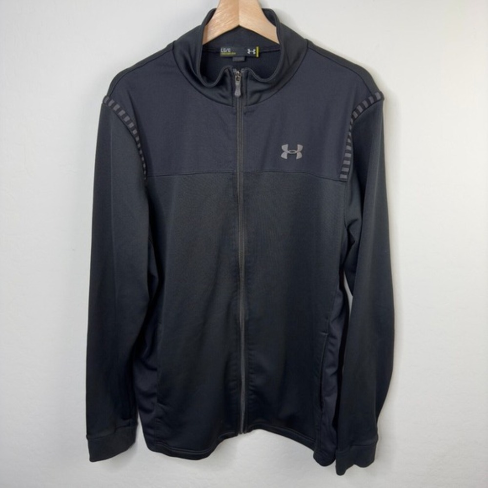 Under Armour Men's Full Zip Sweater Long Sleeves High Neck Dark Gray‎ Size L